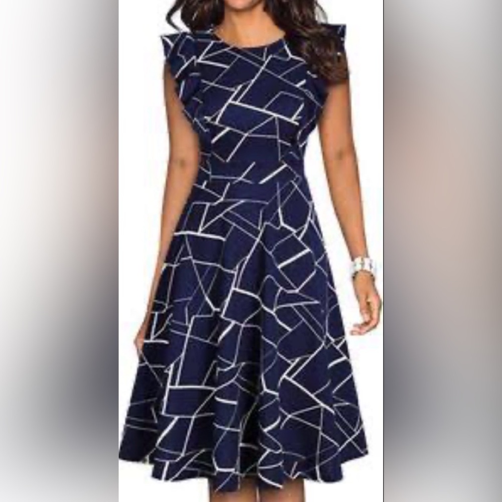 NWT Ihot Sleeveless Geometric Flare Midi Dress XL